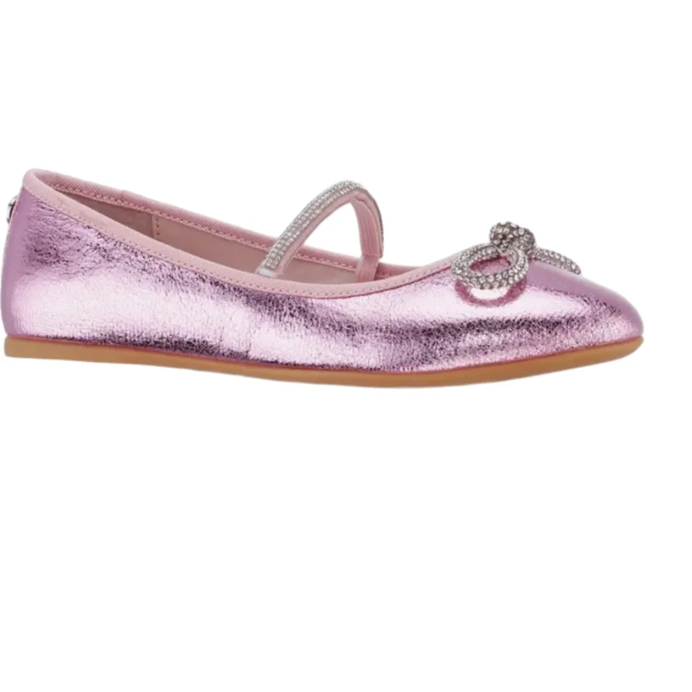 NEW /Nina Kids Kendalla Ballet Flat Light Pink Crackled Metallic Big Kid..Size 6